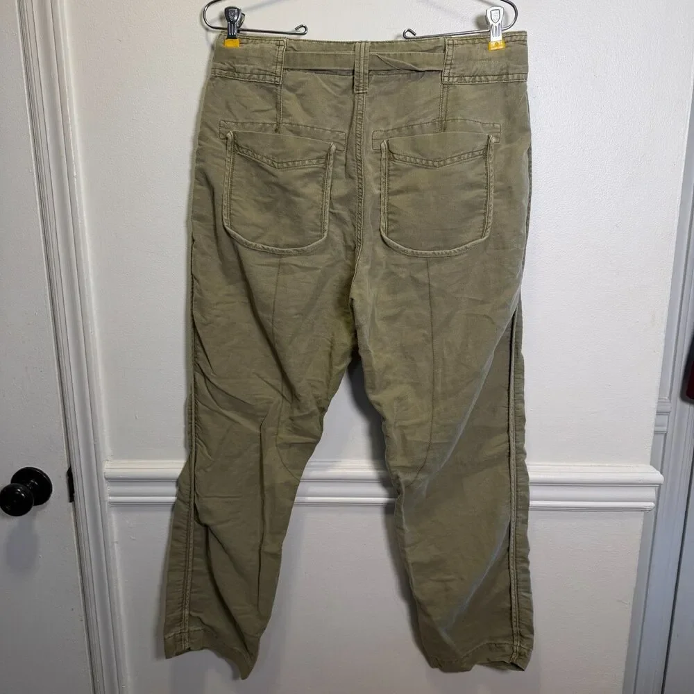 Free People Womens Olive Green Pants Tie Waist Tapered Utility Boho Casual 6